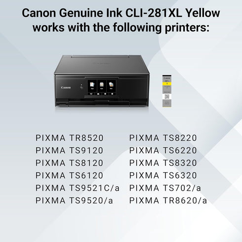 Canon CLI-281 XL Genuine Yellow Ink Tank, Compatible with TR8520, TS9120, TS8120, TS6120, TS9521C/a, TS9520/a, TS8220,