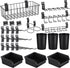 28 Pcs Slatwall Accessories Organizer Kit, Slatwall Hooks, Bins, Cups, and Basket for Garage Kitchen Organization