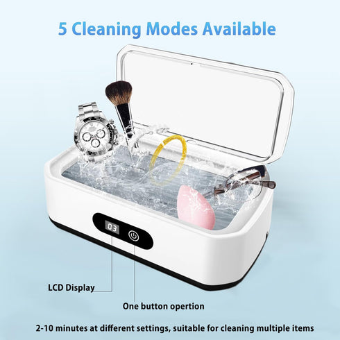 48KHz 304 12oz Ultrasonic Jewelry Cleaner, Ultrasonic Cleaner Machine for Jewelry, Stainless Steel Cleaning Pod