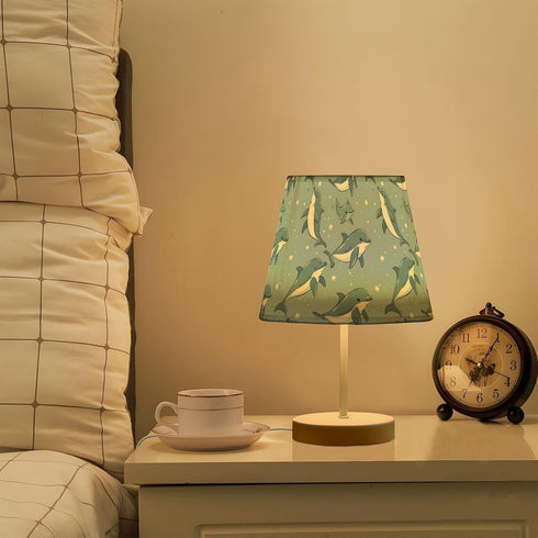 3 ALAZA Bedside Lamp Cute Dolphin Ocean Blue Table Lamp for Bedroom Desk Lamp with USB Port LED Nightstand Color