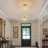 Boho Ceiling Light Fixture Rattan Flush Mount Ceiling Light Bedroom Chandelier Hand-Woven Lamp Shade Wooden Base Small