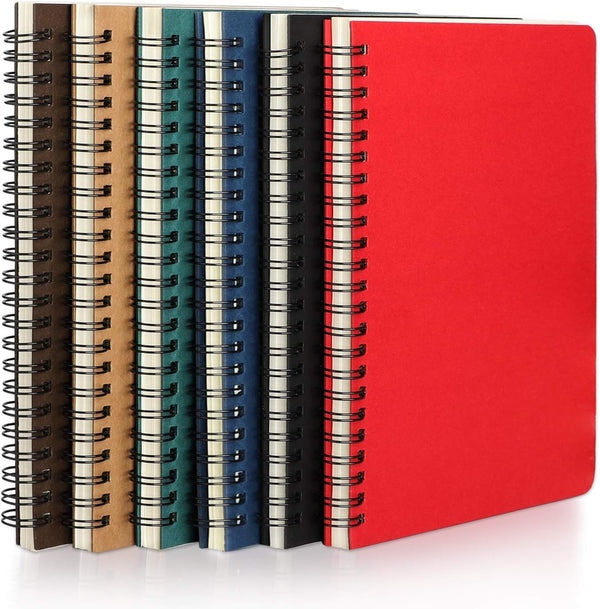 EUSOAR Spiral Ruled Notebook, A5, 6 Packs, 5.5x8.3, 120 Pages Lined Travel Writing Notebooks, Memo Notepad