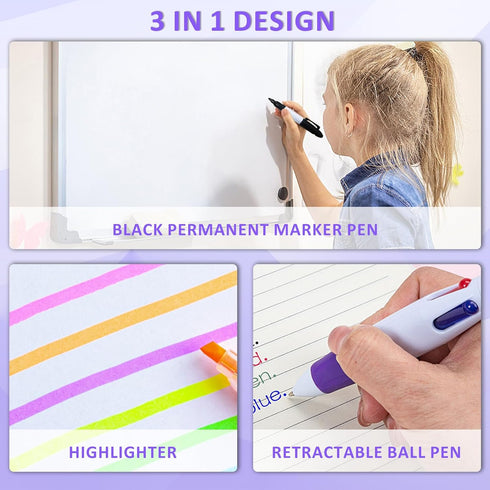 Nurse Pen Set, Mini Highlighter Nurse Pen Pack, Retractable Ball Pen, Tip Highlighter, Permanent Marker with Nursing