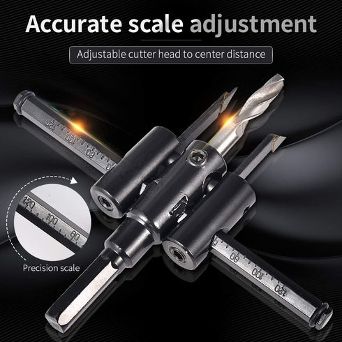 KATUR Adjustable Circle Hole Cutter Saw Kit, 30mm to 120mm, Wood Drywall Drill Bit Saw