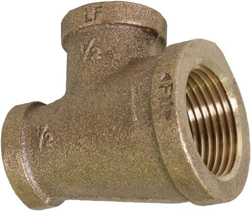 Everflow BRRT1003-NL 1 x 1/2 x 1/2-Inch No Lead Brass Reducing Tee with Female Threaded Connections, Brass Construction
