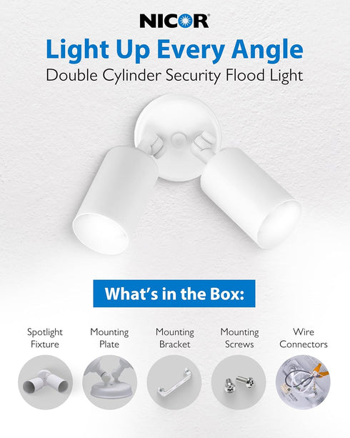 100W, 120V, Outdoor Flood Light Fixture - Spot Lights Outdoor Security Light Fixture, Adjustable Double Cylinder Head