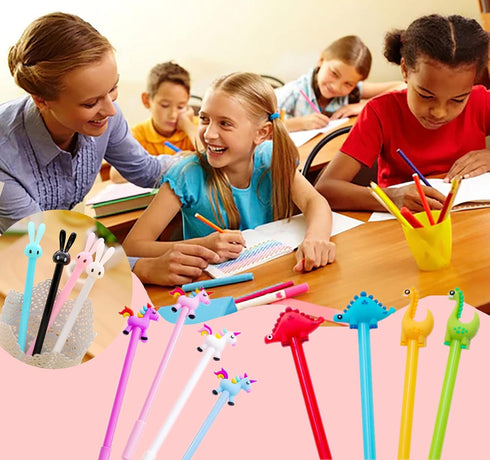 YYaaloa 140pcs Cute Cartoon Gel Ink Pens, 0.5 mm Black Ink Assorted Styles, Fun Kawaii Pens for Kids, Office