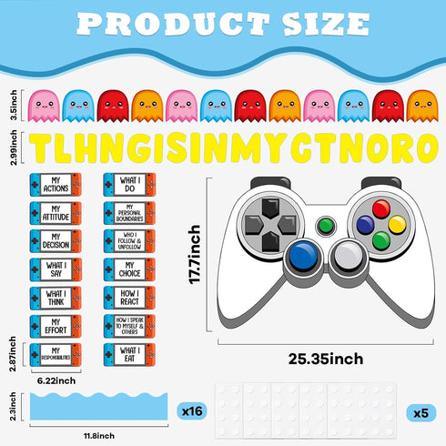 Mindset Set Growth Video Game Theme Bulletin Board Mental Health Bulletin Board Decorations Inspirational Cutouts
