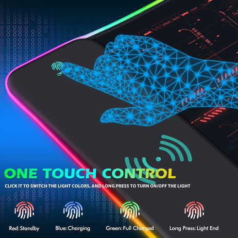 ToLuLu RGB Gaming Wireless Charging Mouse Pad, 10 Light Modes LED Mouse Pad, Extended Large Desk Mat for Gaming