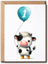 APVGifts Dairy Cow Birthday Card - 1St Birthday Card - Dairy Cow With