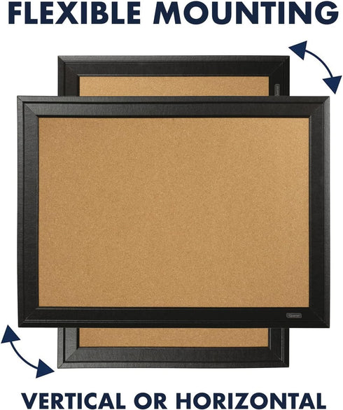 Quartet Cork Bulletin Board, Framed Black Corkboard, 11” x 17” Message Board (79279)