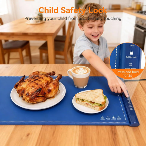 Charcofire 29.5x15.7 Inch, 7 Settings 8H Food Warming Mat Electric Silicone Heating Pad for Buffet Party, Temperature