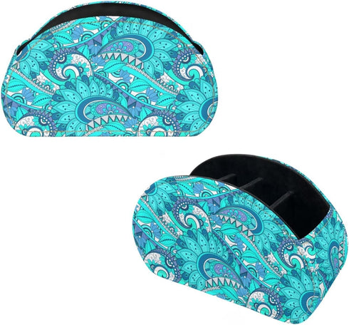 5 Floral Print Remote Control Holder with Compartments, PU Leather Office Desk Organizers - Couch/TV Cabinet/Bedside