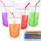 SWHOMIE 100 PCS Drink Pouches with Straws Individually-Wrapped, 17oz Reusable Juice Pouches, Party