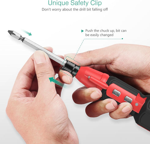 ORIA Rechargeable Cordless Screwdriver Set, Electric Power Screwdriver with LED Light, 10 Bits, 1/4'' Bit Holder