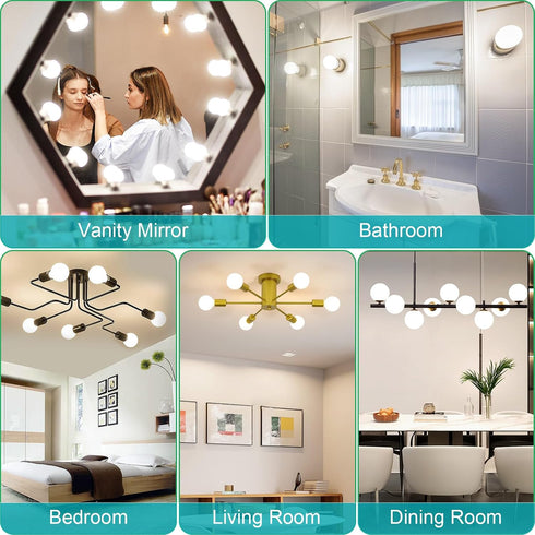 12 Pack Bulbs 4000K E26 Bulb, 60W G25 Bulb 120V, CRI85+, 500LM, Non-dimmable hansang Vanity Light for Bathroom, Natural