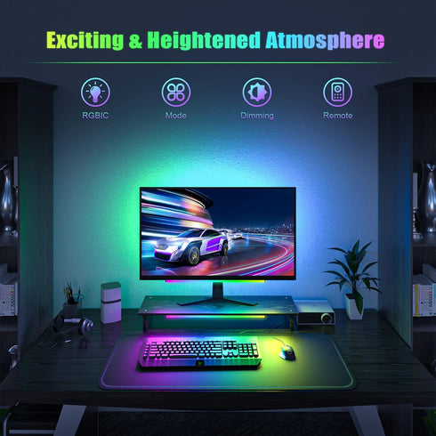 2-in-1 2 Setup, Under Monitor Light Bar, PCS Screenbar Light Desk Lamp Computer with Remote Controller Color Changing