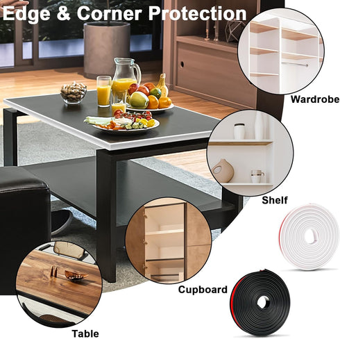 U-Shape Veneer Edge Banding, 16.4 Ft Self Adhesive Trim, Flexible TPE Edge & Corner Protector for Countertop (1.0 in,