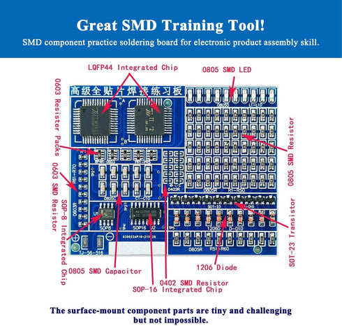 Ovenot SMD/SMT Components Soldering Practice Board Electronic Project Kits DIY Soldering Kit Skill Training Board Led
