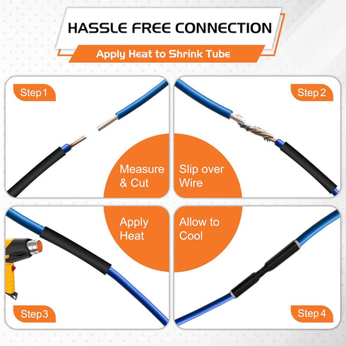 1/8" Heat Shrink Tubing, 3:1 Ratio Industrial and Marine Grade, Dual Wall Adhesive Lined Waterproof Heat Shrink Tube -