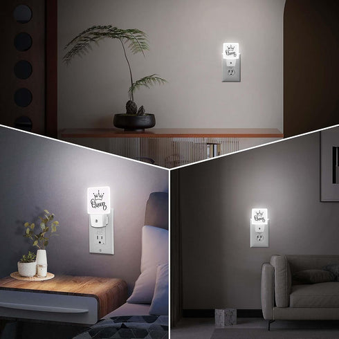 Jahiona White,0.5W LED Night Light Lamp with Smart Sensor Dusk to Dawn Sensor,Funny Queen Crown Night Light Daylight