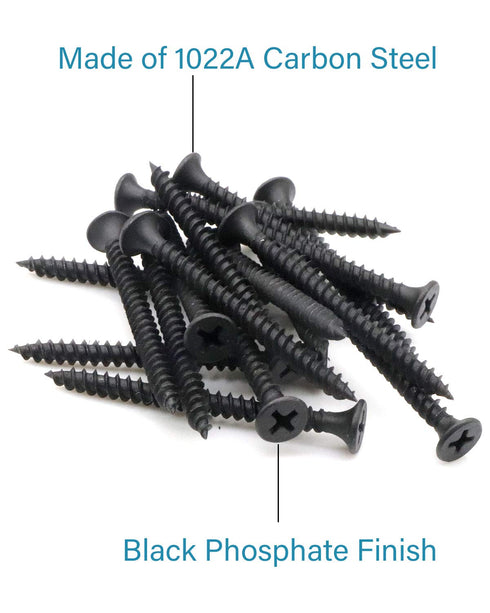 50pcs #8 x 1-3/4" Flat Head Phillips Drywall Screws, Fine Thread Sharp Point Wood Screw, Carbon Steel 1022A