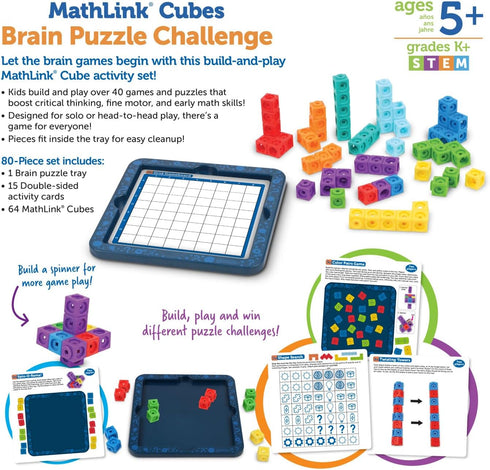 80 5+, Learning Resources MathLink Cubes Brain Puzzle Challenge, Pieces, Ages Classroom Must Haves, Preschool