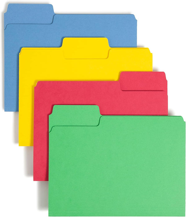 Smead SuperTab Heavyweight File Folder, Oversized 1/3-Cut Tab, Letter Size, Assorted Colors, 50 per Box