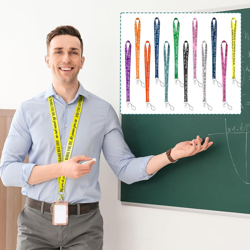 Motipuns 48 Pcs Thank You Gifts Lanyard Bulk for ID Badge Employee Appreciation Gift Keychain Inspirational Lanyards
