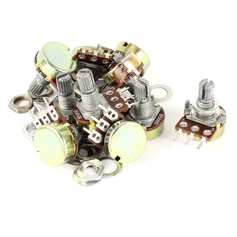 uxcell 10 Piece B500 500 Ohm 3 Terminals Single Linear Rotary Taper Potentiometer