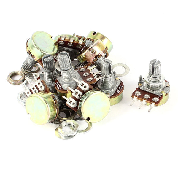 uxcell 10 Piece B500 500 Ohm 3 Terminals Single Linear Rotary Taper Potentiometer