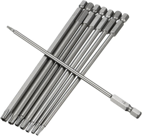 Yakamoz 8pcs 1/4 Inch T8-T40 Set 6 150mm Hex Shank Magnetic Torx Head Screw Driver Bit Security Tamper Proof Star Point