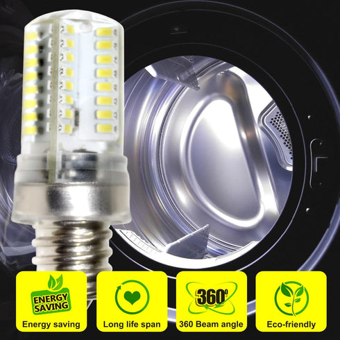 HQRP E12 Candelabra Base LED Bulb Cool White AC 110V for LG Dryer Light Bulb Replacement