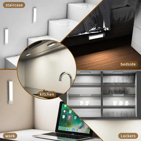 Goohoom 2000mAh 3 Dimmable Closet Counter Under Cabinet Lights with Battery Display, Rechargeable LED Motion Sensor
