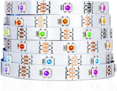 SEZO WS2812B LED Strip Light 16.4FT/5M 30Pixel/M 150LEDs DC5V Individual Addressable LED