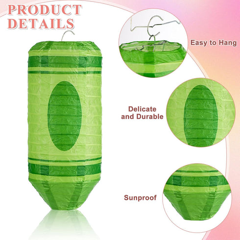 Qyeahkj 6 10 4Inch Pcs Crayon Hanging Paper Lanterns Party Decorations x Colorful Crayon Classroom Paper Lanterns