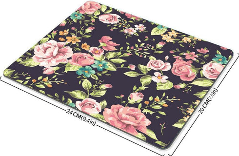 Smooffly Flowers Mouse Pad Custom,Red Rose Flower Pink Floral Print Mouse Pad 9.5 X 7.9 Inch (240mmX200mmX3mm) by Smooffly
