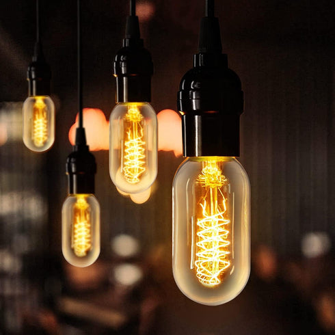 Dimmable T45 T14 E26 2700K 4W Amber Tubular LED Bulbs, Vintage Edison Warm Yellow, 550Lm, Pack of 4