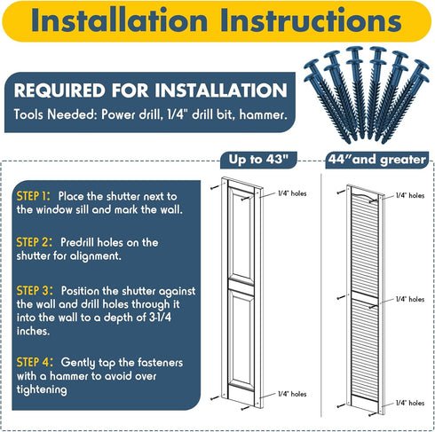 MorningRo 6 Pack Vinyl Shutter Fasteners Plastic Shutter Screws Window Shutters Exterior Spike Loks for Installing