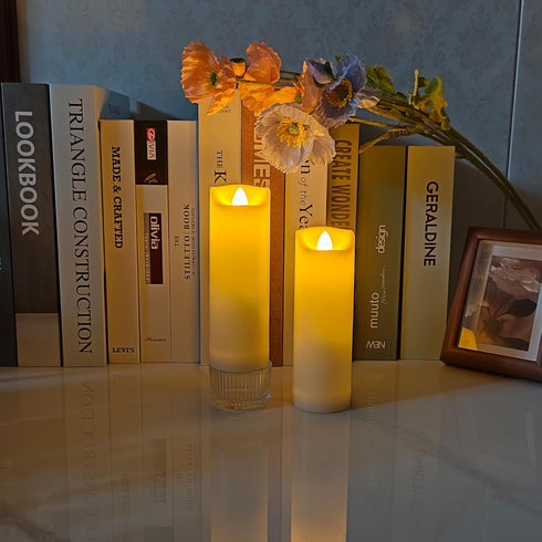 iZAN 2 Pack Flameless Battery Operated LED Pillar Candles with Remote, Waterproof Flickering Lights for Home Decor
