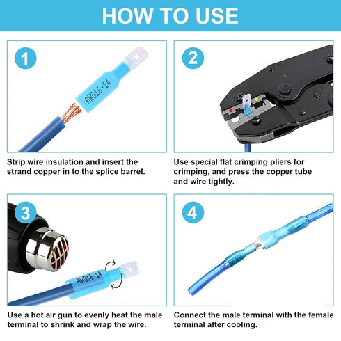 Tnisesm 285Pcs Heat Shrink Wire Connectors, Waterproof Insulated Automotive Marine Electrical Terminals Kit