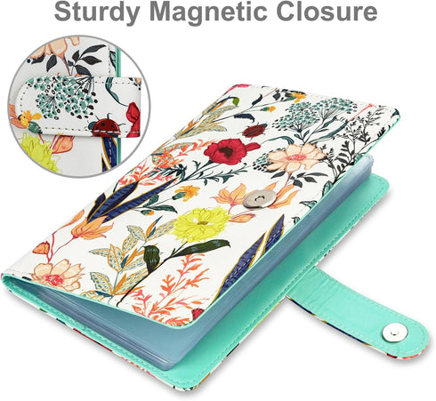 Business Card Holder, PU Leather Credit Card Holder for Women, Name ID Cards Book Case Organizer with 96 Card Slots (Up