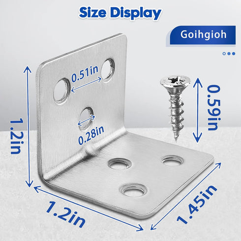 36PCS 216PCS Stainless Steel L Brackets for Shelves with Screws, Goihgioh Metal L Brackets for Wood Small Corner