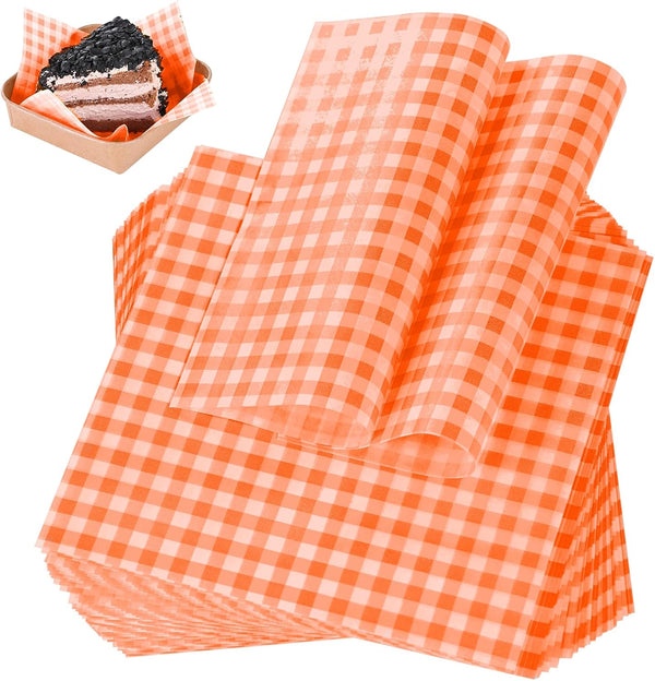 SUCCEFORT 100 Pieces Wax Paper Sheets 7x7 Inch, Food Basket Liners Deli Wax