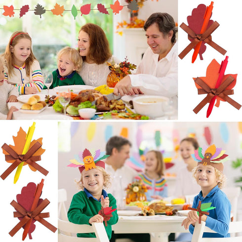 Geyee 24 Pack Fall Leaves Sticky Notepad Set - Autumn Leaf Shaped Sticky Notes with Pen for Kids and Office