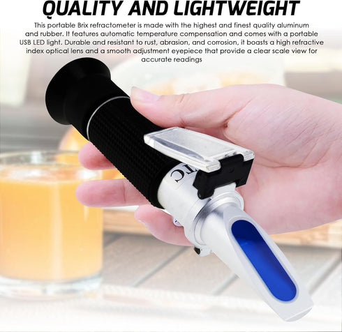 2-in-1 Brix Salinity Refractometer with ATC, Dual Scale 0-32% Brix & 0-28% Salinity for Food and Liquid