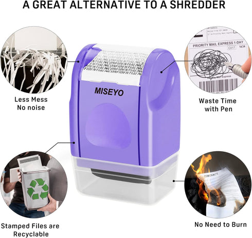 Miseyo Purple Identity Theft Protection Roller Stamps for Data Privacy, Anti-Theft Security Prevention
