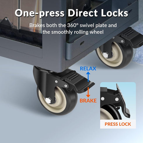 UBZOPWA 4 Inch Set 4 2200lbs Caster Wheels, of Heavy Duty, Large Industrial Plate Casters with Dual Locking Brake, Load