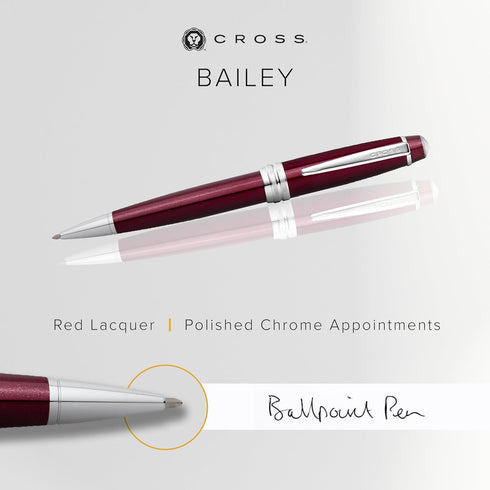 Cross Bailey Refillable Ballpoint Pen, Medium Point, Black Ink, Red, Presented in a Premium Gift Box