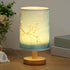 MABCIRY Fabric Wood Table Lamp for Bedroom, USB LED Bedside Night Lamp with